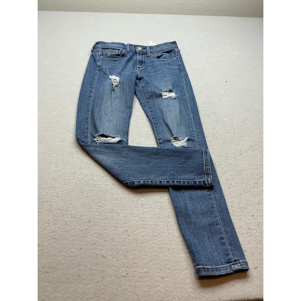 Banana Republic Skinny Ankle Jeans Distressed‎ Blue Denim Size 25 Regular Style